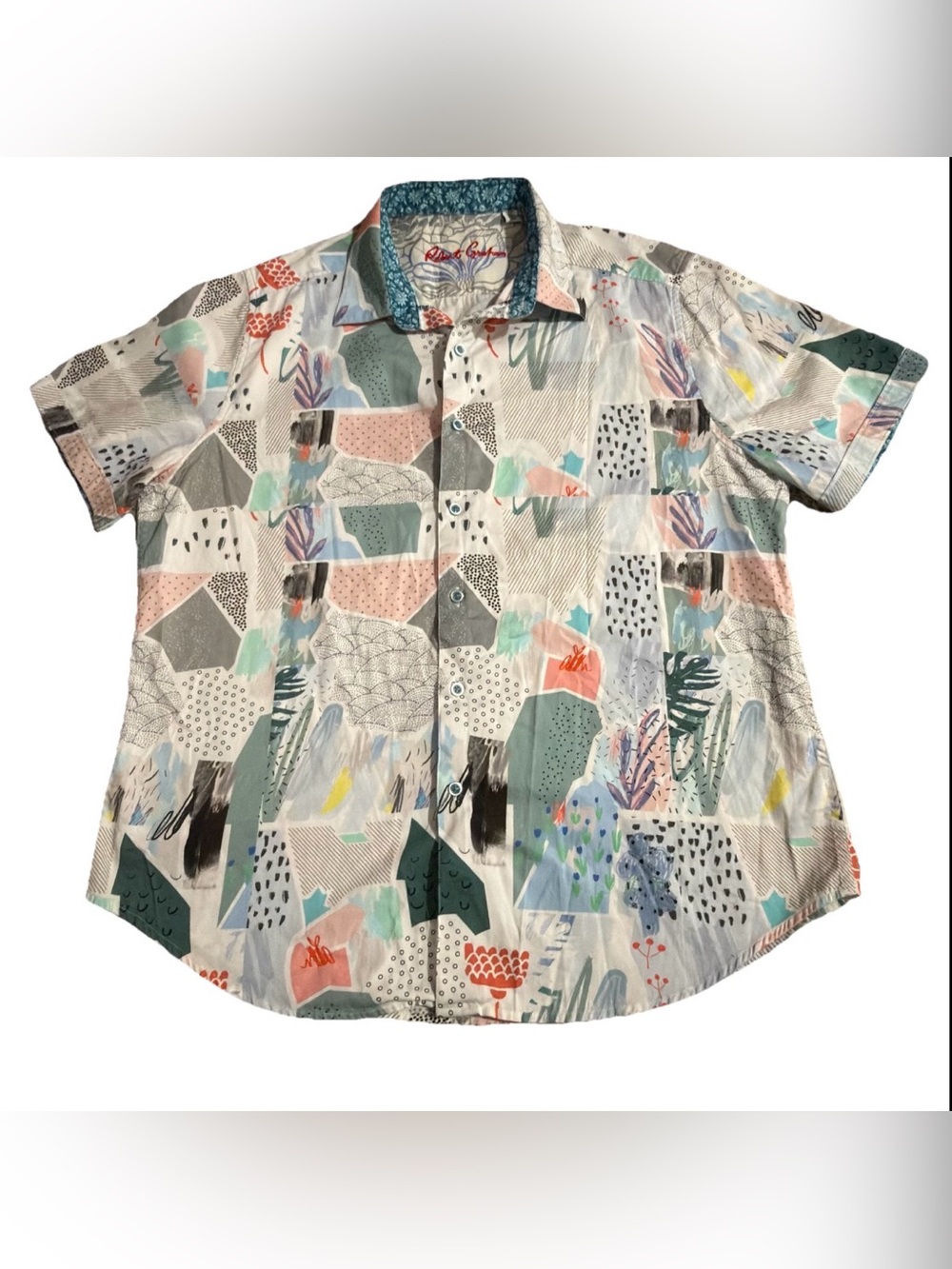 Robert Graham Men's Pastel Geometric & Abstract Print Short-Sleeve Shirt Size XL